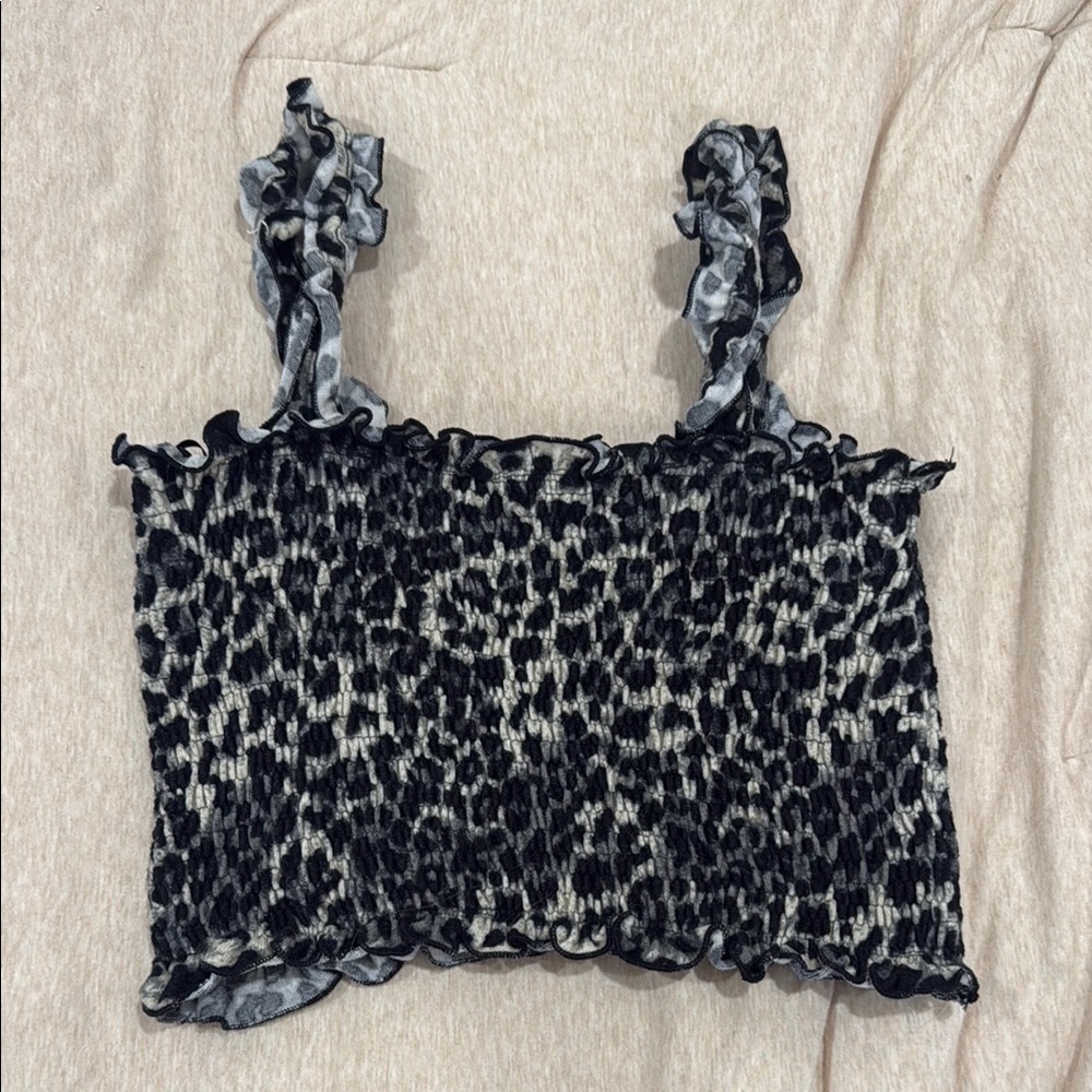 Wild Honey Black and White Ruffled Sleeveless Tank Top